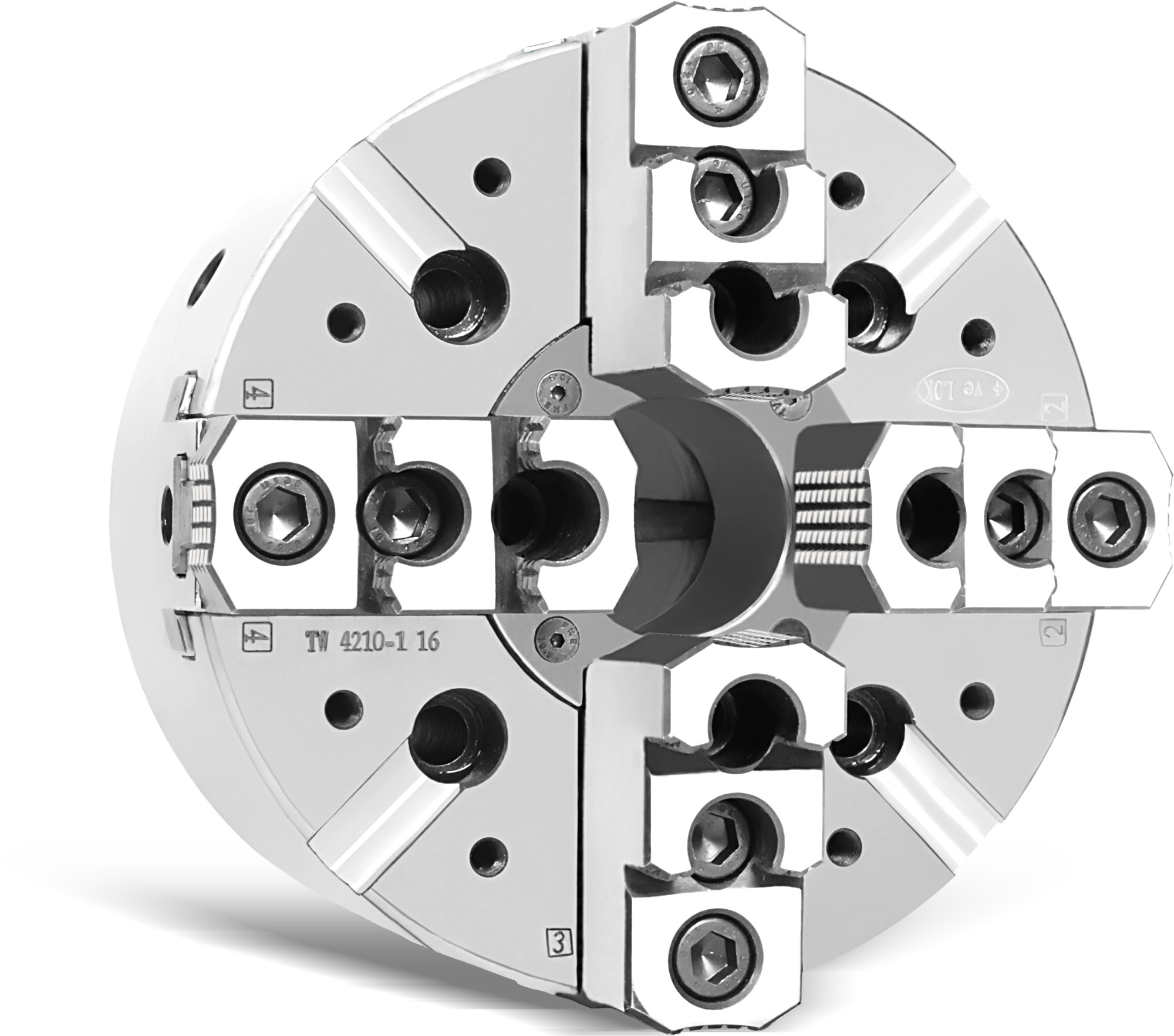 4 JAWS POWER CHUCK WITH LARGE THROUGH HOLE   Positive Lok Systems